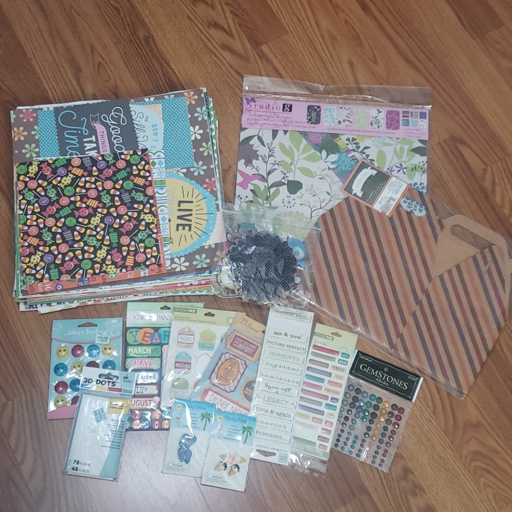 Large Scrapbooking crafts lot paper stickers scrapbook